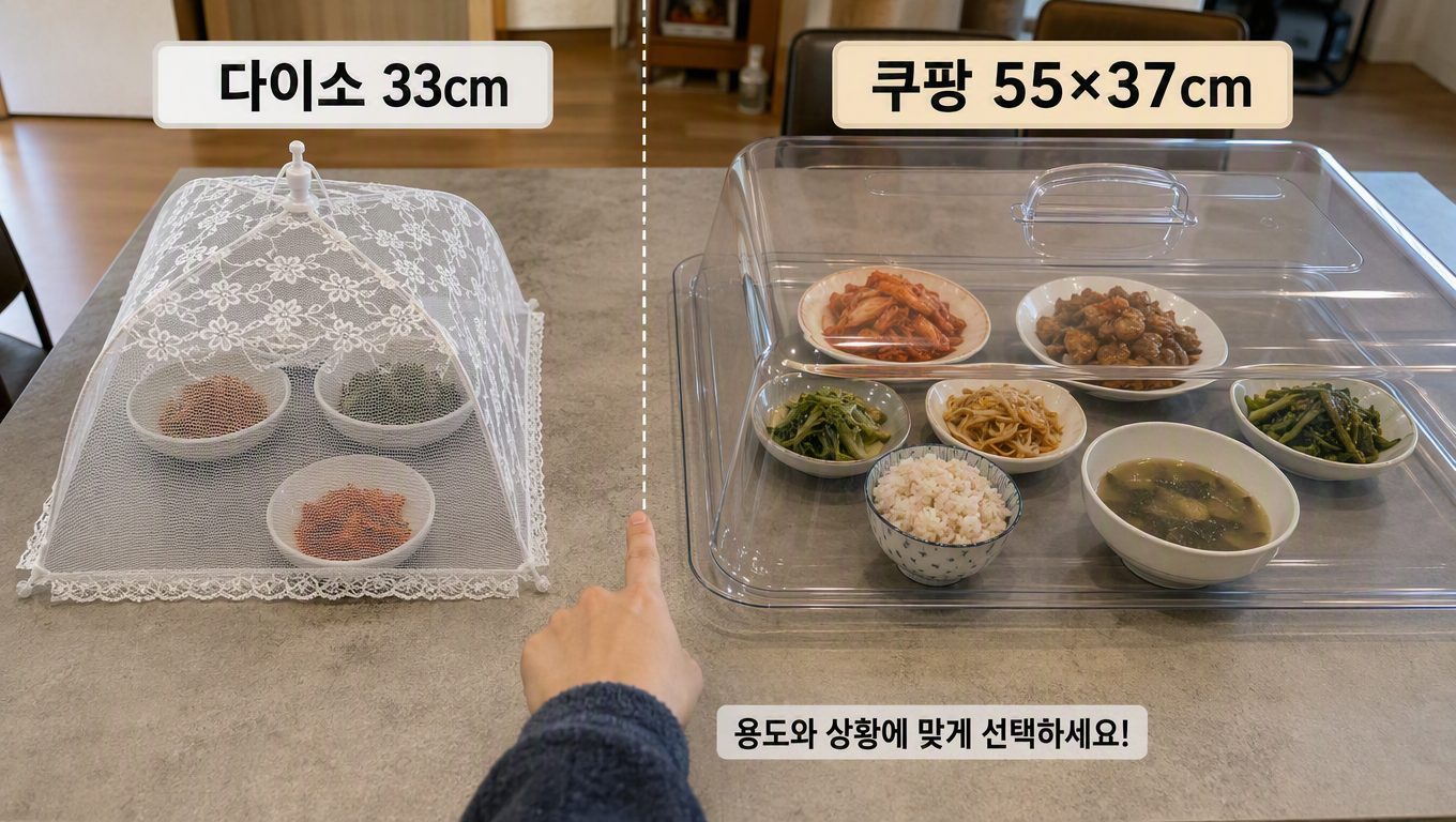밥상덮게 사이즈와 재질을 정하는 기준